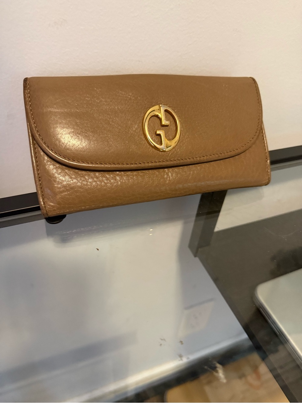 Gucci Brown Leather Continental Wallet with Gold GG